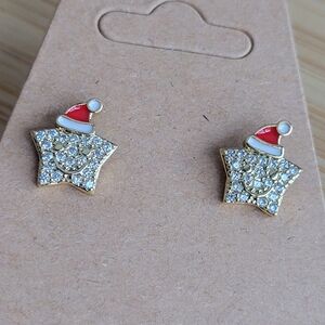 Santa Hat Star Cubic Zirconia Earrings